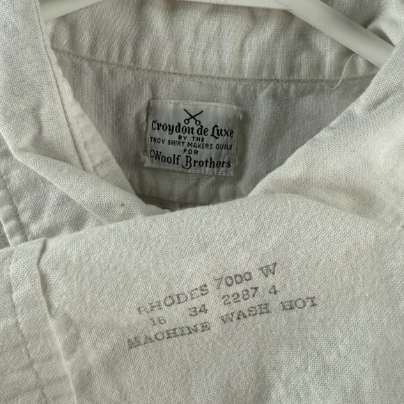 VTG Woolf Brothers Croydon De Luxe Troy Shirt Makers Guild White Oxford 16 34 - Picture 2 of 16